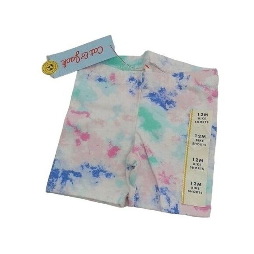Cat & Jack Girls Bike Shorts 12M Tie Dye Stretch Cotton Toddler Summer Shorts